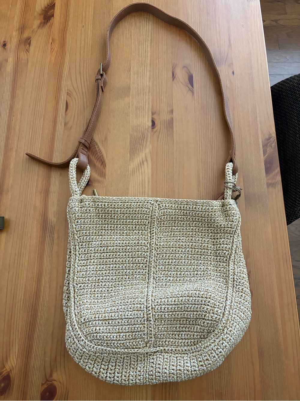 The Sak Los Feliz Crochet Crossbody Bag in Bamboo Static